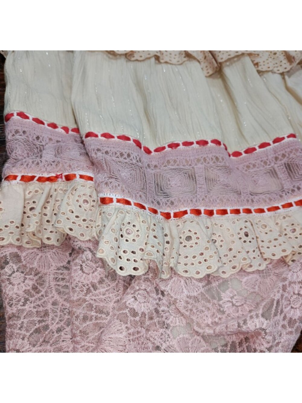 Blank By Anthropologie Boho Lace Vintage-Inspired Ruffled Crochet Layer XS-M - Picture 7 of 15